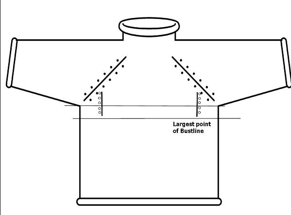 Bust shaping Top Down increases showing high bust